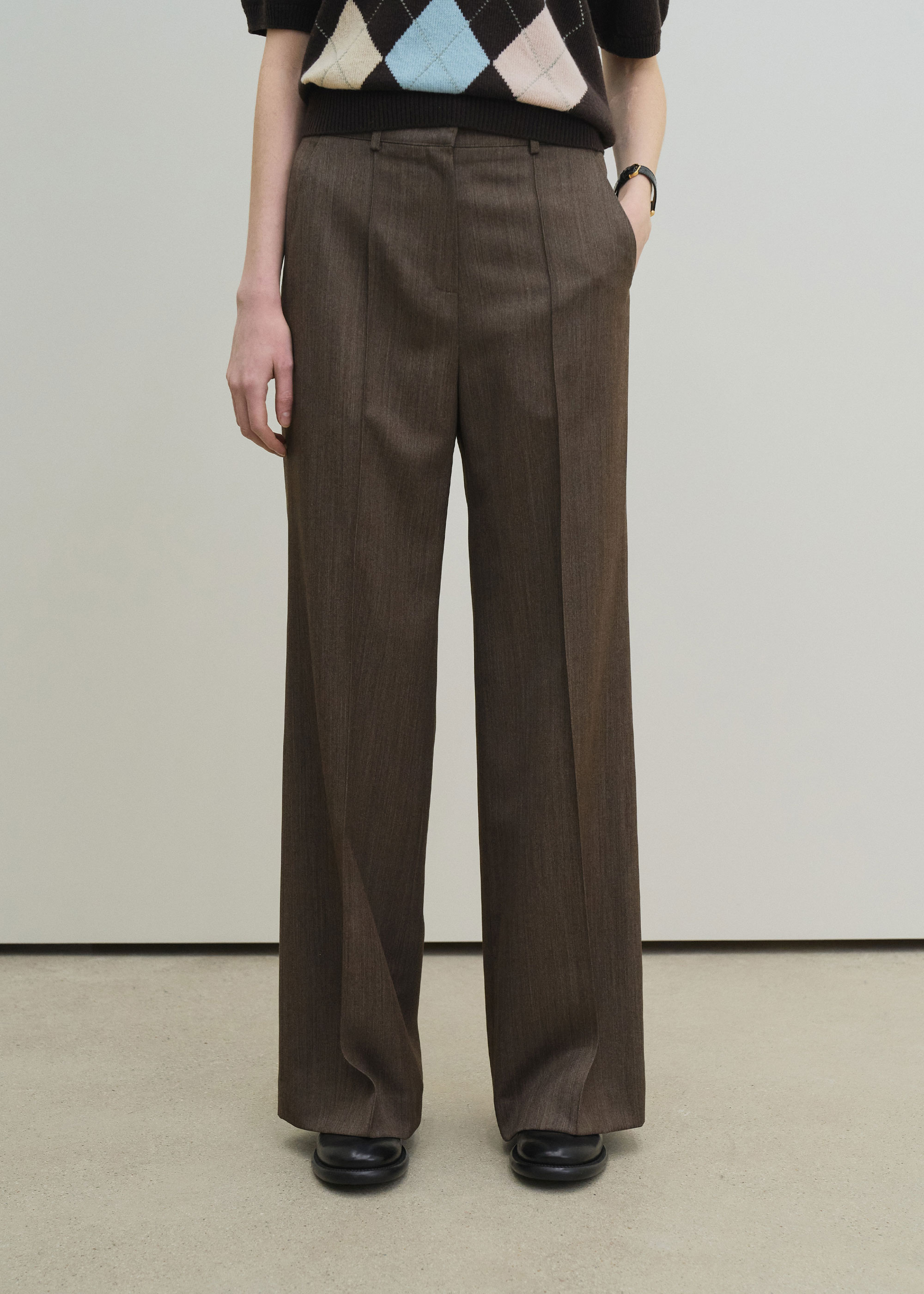 21S/S FLARED LEG PANTS [BROWN]